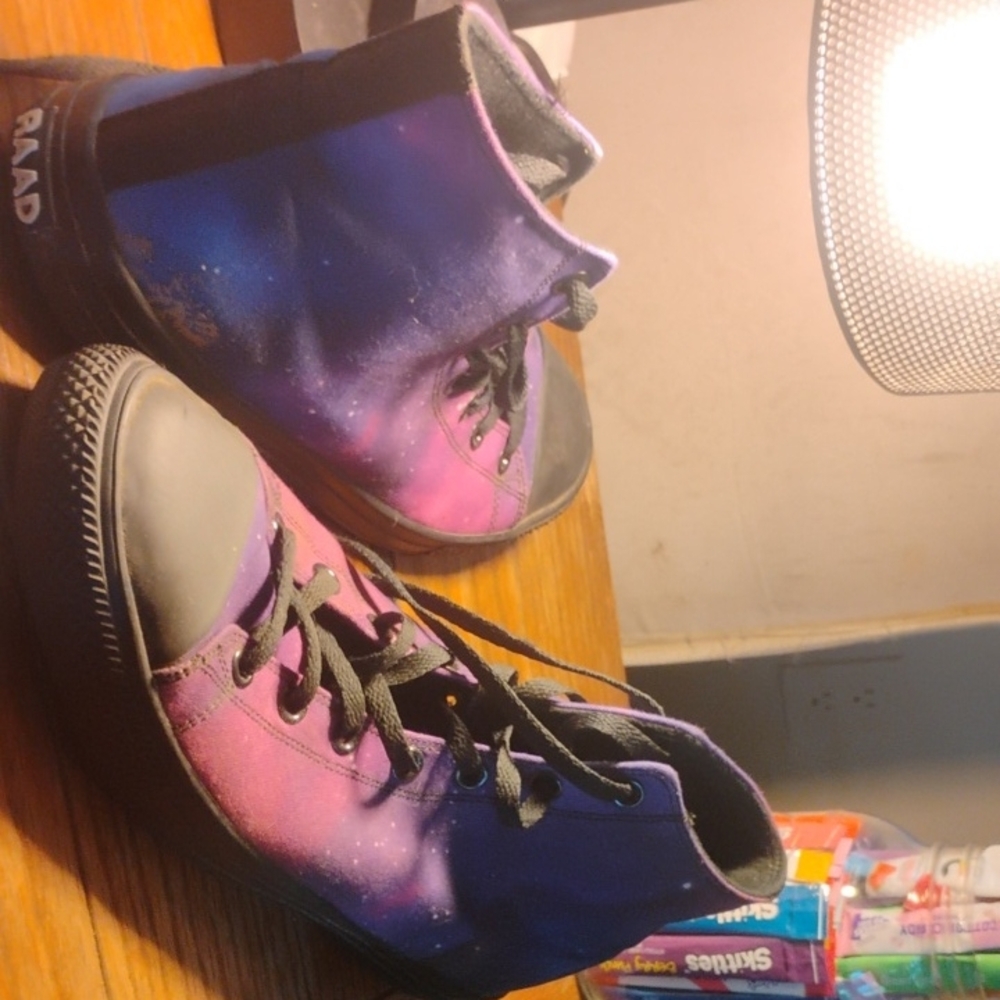 Purple and Black Fashion-Forward Sneakers with Chunky Sole